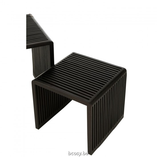 J Line Set Of 2 Coffee Tables Cubic Recycle Teak Black nested side tables sidetables.