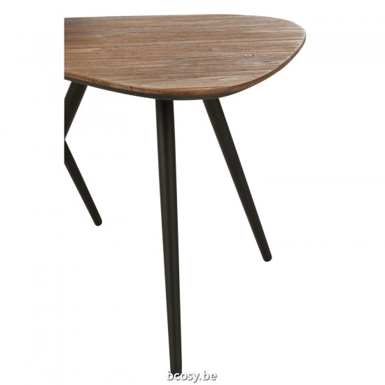 J Line tables d appoint bouts de canapé Jolipa Set De 2 Tables Triangulaire Teck Recycle Naturel.