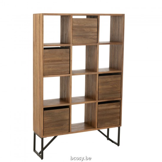 J Line Armadio Con Cassetti Teak Riciclato Naturale Mueble Con Cajones Teca Reciclada Natural.