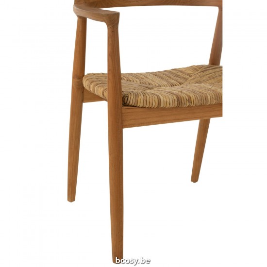 J Line Chair Hiro Teak Wood Natural dining chairs.