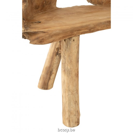 J Line Bench Root Teak Wood Natural lounge seats couches longchairs.