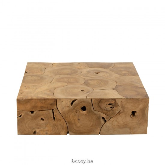 Jline Salontafel Puzzel Box Teak Hout Naturel.