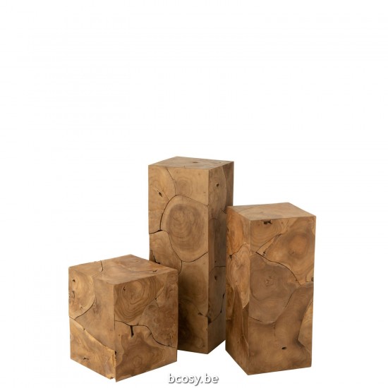 J Line Pillar Puzzle Box Teak Wood Large pedestals.