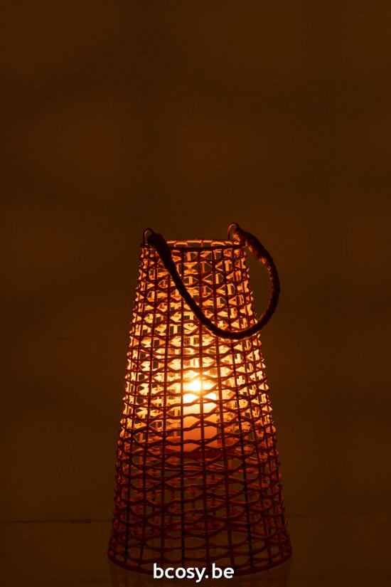 J Line lanternes photophores Jolipa Lanterne Anais Rotin Naturel Small.