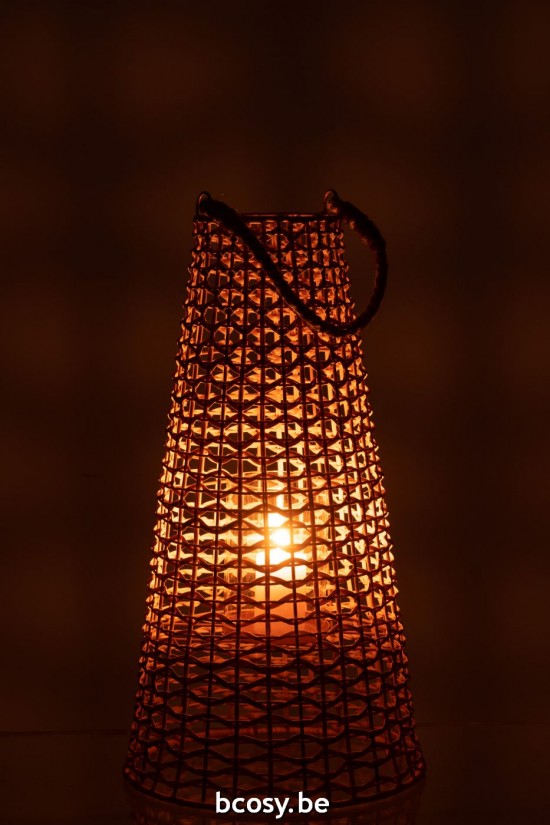 J Line lanternes photophores Jolipa Lanterne Anais Rotin Naturel Large.