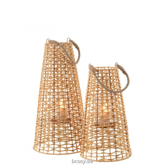 Jline Laterne Anais Rattan Naturell Large lanternen.