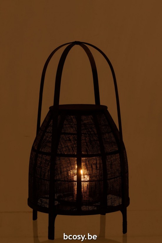 J Line lanternes photophores Jolipa Lanterne Hood Bambou Noir Medium.