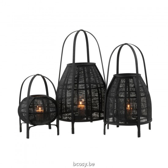 J Line Lantern Hood Bamboo Black Large lanterns.