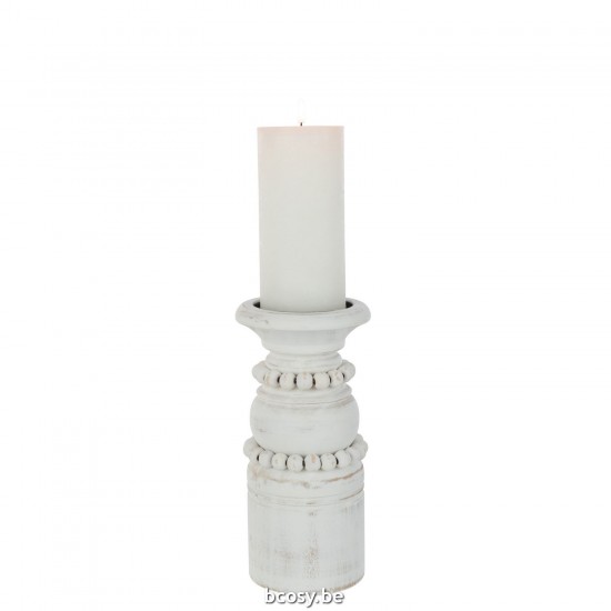 J Line chandeliers candélabres Jolipa Bougeoir Pila Pin Metal Blanc Large.