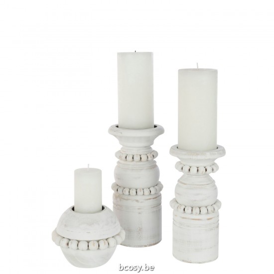 J Line Candle Holder Pila Pinewood Metal White Large candleholders candle holders candlesticks.