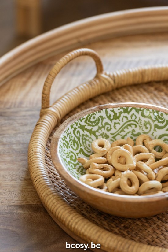 J Line Set 3 Vassoi Ovali Rattan Metallo Naturale Juego De 3 Bandeja Oval Ratán Metal Natural.