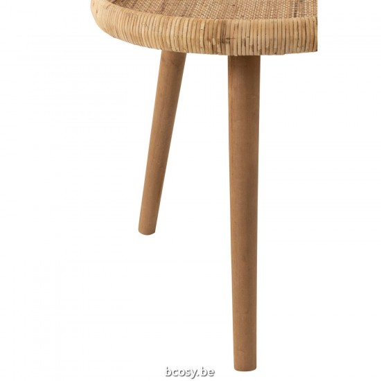 J Line tables d appoint bouts de canapé Jolipa Set De 2 Tables D Appoint Lurne Rottin Sapin Naturel.