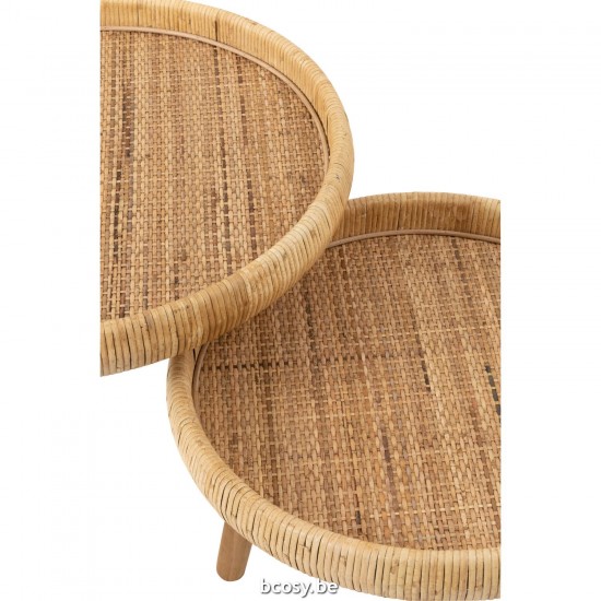 J Line Set Of 2 Side Tables Lurne Rattan Fir Wood Natural nested side tables sidetables.
