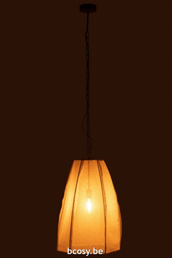 J Line lampes suspendues suspensions pendantes Jolipa Plafonnier Poire Lin Fer Blanc Large.