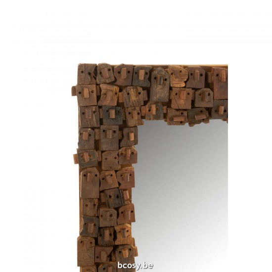 J Line Miroir mural Miroirs murals Jolipa Miroir Syma Bois Recycle Miroir Noir Naturel Small.