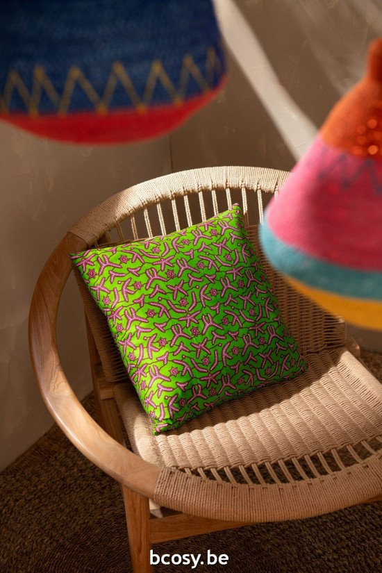 J Line Cuscino Motivi Tessuto Verde Blu Assortimento Di 2 Cojín Estampado Textil Verde Azul Surtido De 2.