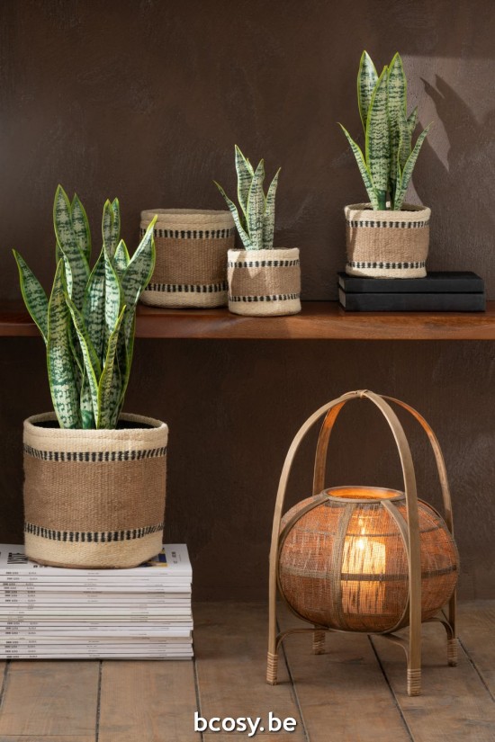 Jline Juego De 2 Cesta Redonda Tira Yute Natural Beige Xs S.