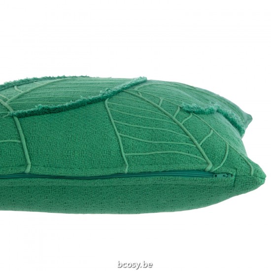 J Line coussins Jolipa Coussin Feuilles Coton Vert Fonce.