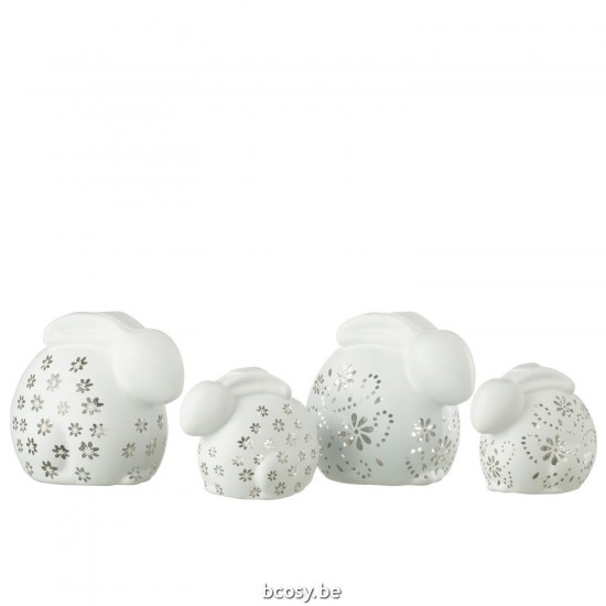 J Line Rabbit Flowers Led Glass White Large Assortment Of 2 Table Lights.