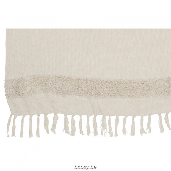 J Line Jolipa Plaid Losanges Franges Coton Sequin Blanc Or.