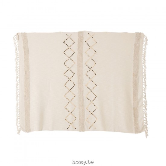 Jline Plaid Diamanten Franjes Katoen Pailletten Wit Goud.