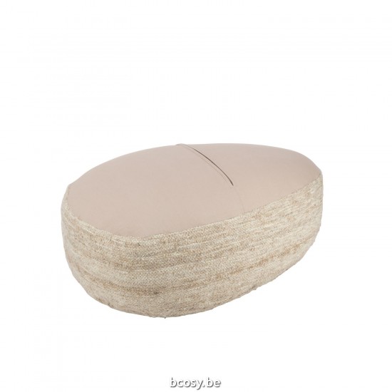 J Line poufs Jolipa Pouf Pierre Tissage Semi Uni Laine Beige.
