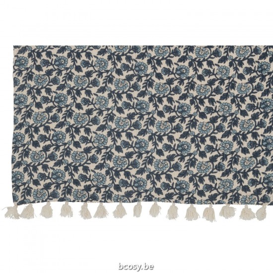 Jline Plaid Strand Mat Bloemen Katoen Blauw.