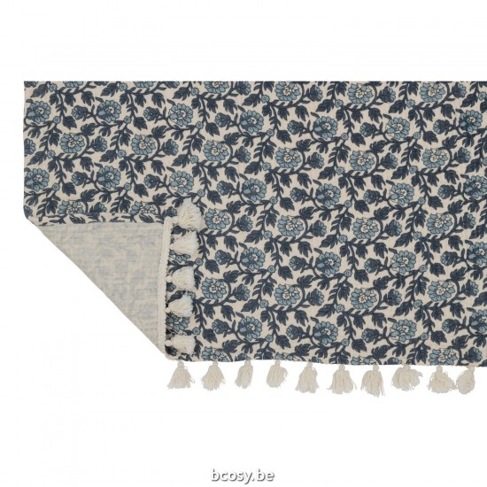 J Line Plaid Beach Mat Flowers Cotton Blue throw.