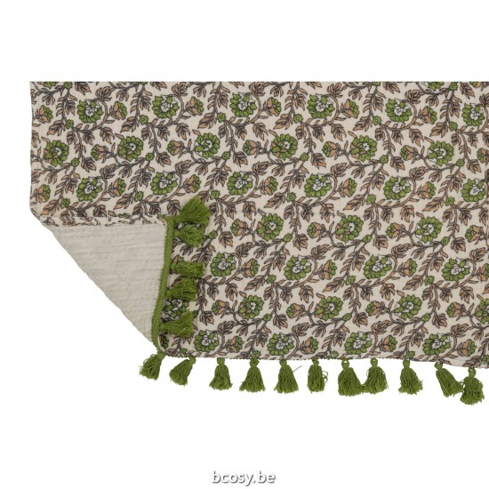 J Line Plaid Beach Mat Flowers Cotton Green throw.