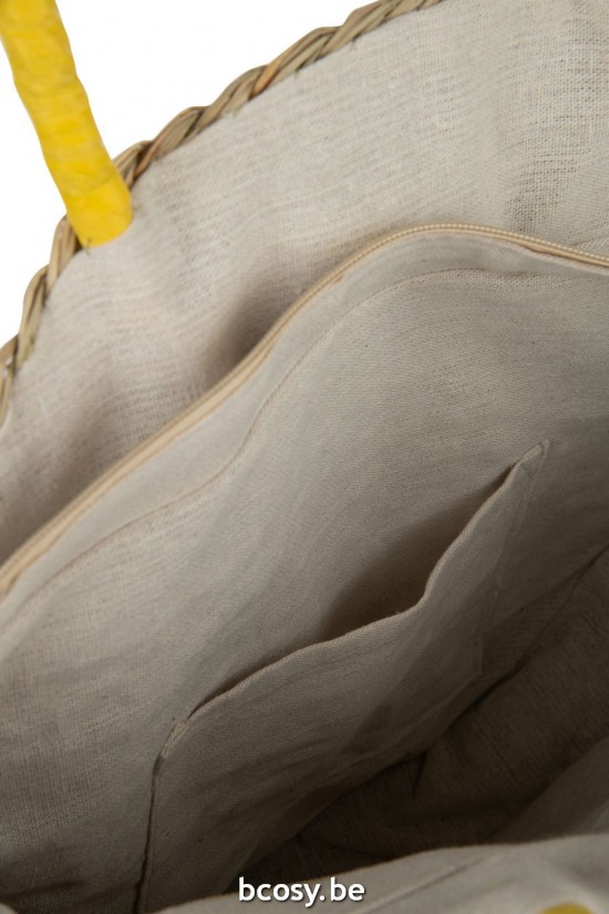 Jline Strandtas Rond Bloem Zeegras Nat Geel.