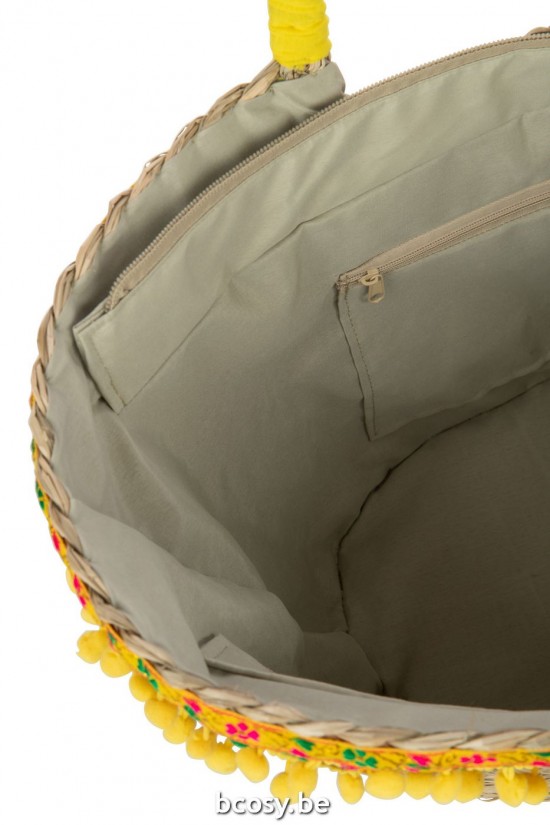 J Line sac fourre tout sacs fourre tout Jolipa Sac De Plage Fleurs Longues Franges Jonc De Mer Mix Ass3.