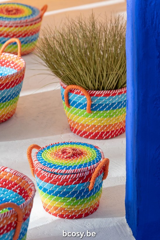 Jline Juego De 3 Cestas Arco Iris Rayas Asas Algas Marinas Mix.