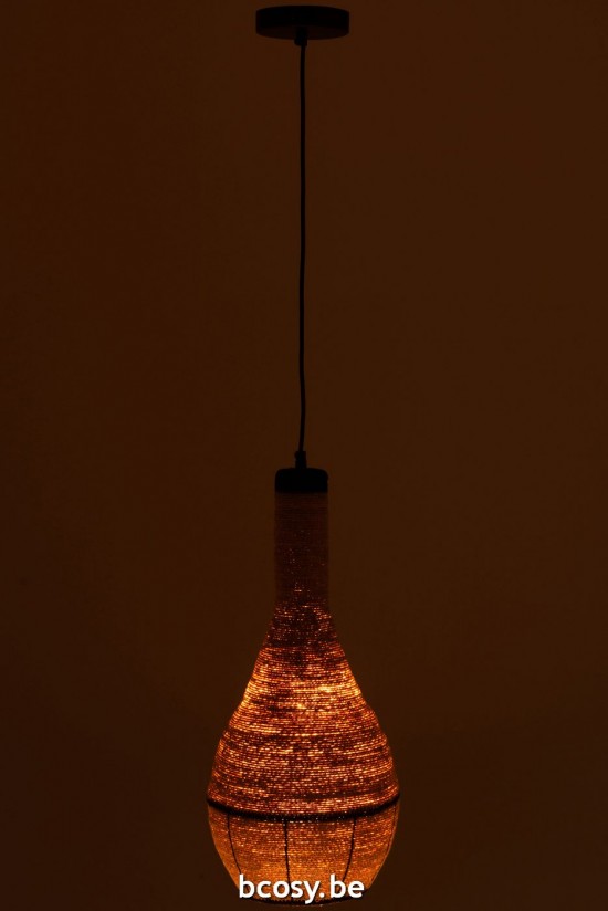 J Line lampes suspendues suspensions pendantes Jolipa Lampe Suspendue Poire Lignes Jonc De Mer Naturel Noir.