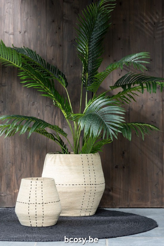 Jline Juego De 2 Cestas Punteadas Lineas Alga Marina Natural Negro.