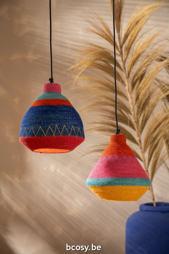 Jline Lampara Colgante Rayas Zigzag Top Alga Marina Mix.