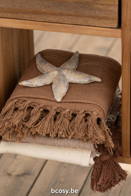 J Line Plaid Motivi Etnici Frangia Cotone Marrone Plaid Motivos Étnicos Flecos Algodón Marrón.