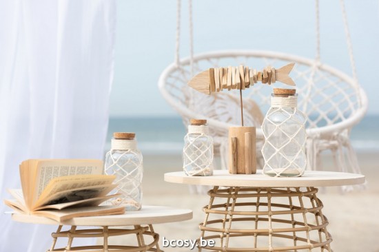 Jline Juego De 2 Mesas Auxiliares Redondo Pie Circular Madera Natural.