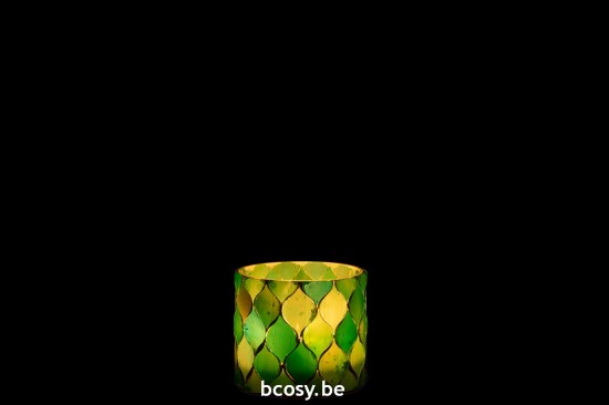 J Line photophores Jolipa Photophore Mosaic Losange Verre Bleu Vert Small.