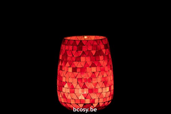 J Line photophores Jolipa Photophore Mosaic Triangle Verre Rouge Rose Medium.