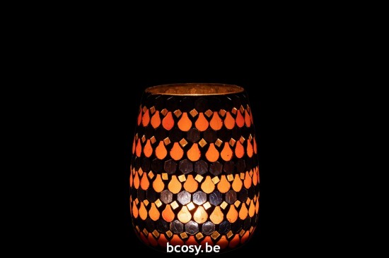 J Line lanternes photophores Jolipa Photophore Mosaic Goutte Verre Orange Bleu Medium.