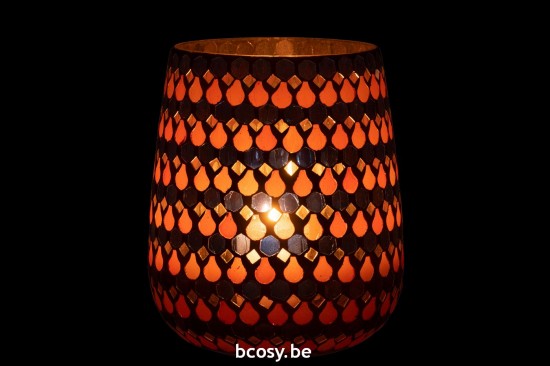 J Line lanternes photophores Jolipa Photophore Mosaic Goutte Verre Orange Bleu Large.