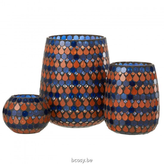Jline Windlicht Mozaiek Druppel Glas Oranje Blauw Large.