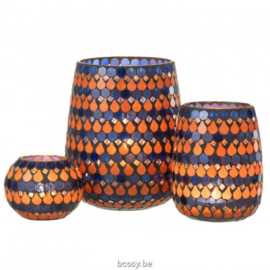 J Line Hurricane Mosaic Drop Glass Orange Blue Large lanterns hurricanes.