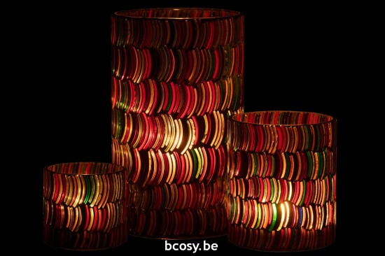 Jline Windlicht Mosaik Kurve Glas Mix Large lanternen.