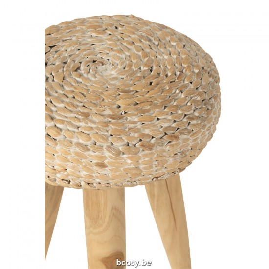 J Line tabourets ronds Jolipa Tabouret Rond Teck Jacinthe D Eau Blanc.