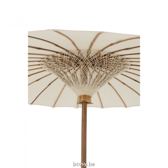 J Line ombrelles abris soleil Jolipa Parasol Lorie Bois Coton Blanc.