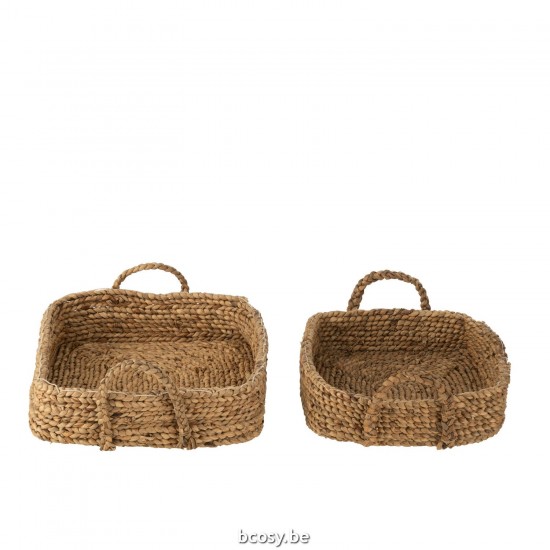 J Line Plateau de service plateaux de service Jolipa Set De 2 Plateaux Paniers Jacinthe D Eau Naturel.