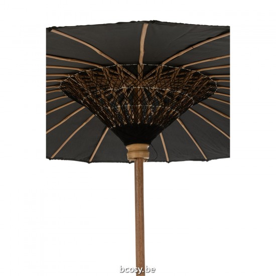 J Line ombrelles abris soleil Jolipa Parasol Lorie Bois Coton Noir.