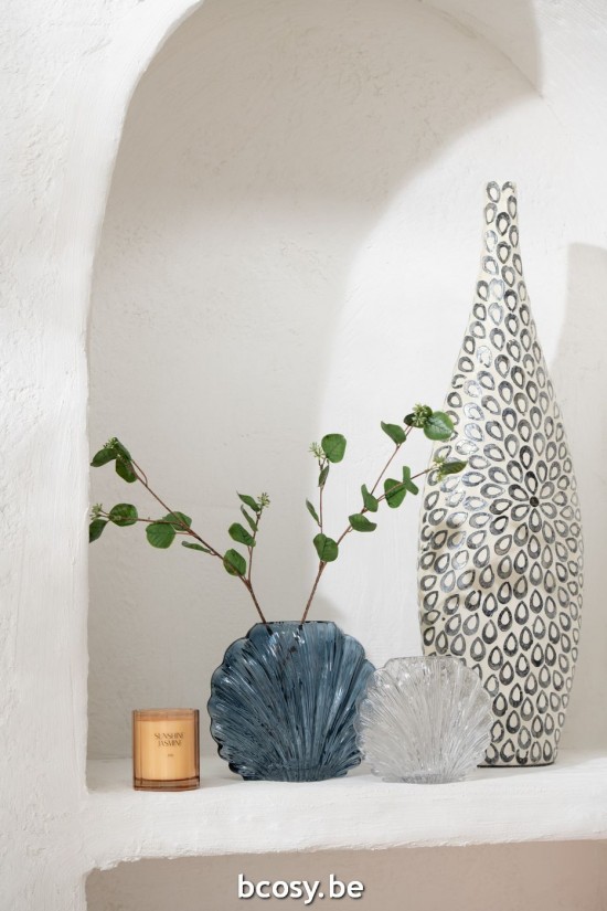 Jline Jarrón Concha Vidrio Transparente Small.