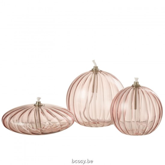 J Line Lampe à huile. lampes à huile Jolipa Lampe A Huile Cotele Verre Rose Large.